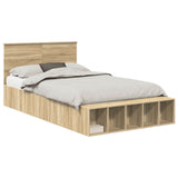 Bed Frame with Shelf Sonoma Oak 120 x 200 cm Engineered Wood 3408391