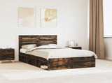 Bed Frame Smoked Oak 120 x 190 cm Solid Pine Wood 3411443