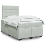 Box Spring Bed with Mattress Light Grey 120x190 cm Small Double Velvet 3290858