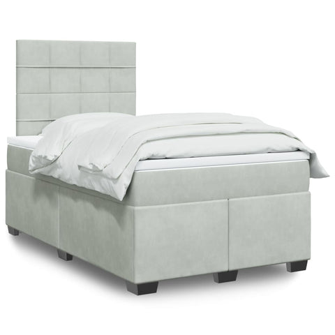 Box Spring Bed with Mattress Light Grey 120x190 cm Small Double Velvet 3290858