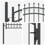 Fence Gate with Spikes Grey 100 x 100 cm Powder-coated steel 42008987