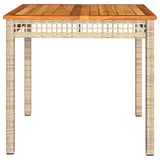 Garden Table Beige 80x80x75 cm Poly Rattan Acacia Wood 366275