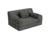 1-Seater Sleeper Sofa, Compressed Corduroy Sofa with High Backrest, Metal Frame, High-Density Foam, W3779P501260