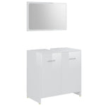 ZNTS 4 Piece Bathroom Furniture Set High Gloss White Engineered Wood 3056886
