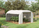 296 x 196cm Steel Frame Polytunnel Greenhouse - White T3398P323768
