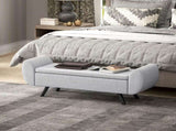 Storage Ottoman with Armrest, Upholstered Linen Storage Bench, Window Seat with Rubberwood Legs, T3398P329507