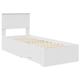 Bed Frame White and Silver 75 x 190 cm Engineered Wood 3410958