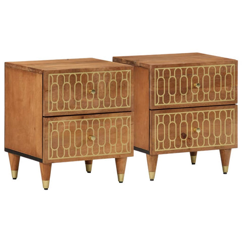 ZNTS Bedside Cabinets 2 pcs 40x33x46 cm Solid Wood Mango 358283