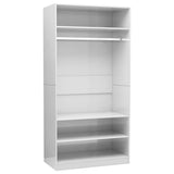 ZNTS Wardrobe High Gloss White 100x50x200 cm Engineered Wood 800231