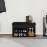 Shoe Bench with Shelf Black 80 x 30 x 45 cm Engineered wood 862989