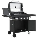 Gas BBQ Grill with 5 Burners Black Powder-coated Steel 367586