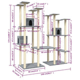 Cat Tree with Sisal Scratching Posts Light Grey 174 cm 171534
