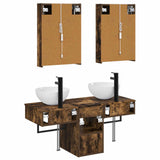 Bathroom Cabinet Set 5 pcs Smoked Oak Engineered Wood 3406291