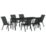 Garden Dining Set 7 pcs Black Powder-coated Steel 3379119