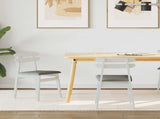 Dining Chair 2 pcs White and Grey Solid Rubber Wood 42020514