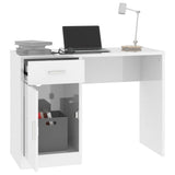 Desk with Drawer&Cabinet High Gloss White 100x40x73 cm Engineered Wood 342655