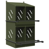 Chicken Nesting Box with 4 Compartments Olive Green Metal 864353