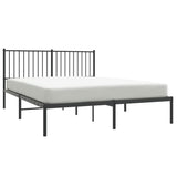 Metal Bed Frame without Mattress with Headboard Black 160x200cm 350867