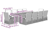 11 Piece Garden Dining Set with Cushions Grey Poly Rattan 3277612