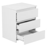 White Modern Bedside Table Cabinet Nightstand with 3 Storage Drawers Bedroom Furniture 49136774