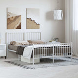 Metal Bed Frame without Mattress with Footboard White 135x190cm 350948