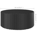 Tea Table Black Poly Rattan 68 cm Diameter Adjustable Armrests 310467