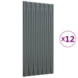 Roof Panels 12 pcs Galvanised Steel Anthracite 80x36 cm 319136