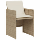 3 Piece Bistro Set with Cushions Beige Poly Rattan 365066
