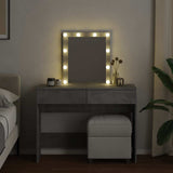 Dressing Table with LED Concrete Grey 100x40x130 cm 848195