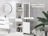 Bathroom Storage Cabinet with 3-tier Shelf Drawer Door, Floor Cabinet Free Standing Tall Slim Side T3398P343157