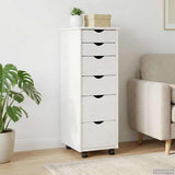 Rolling Cabinet White 34 x 39 x 93.5 cm Solid Pine Wood 42028365