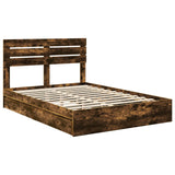 Storage Bed with Drawer Smoked Oak 160 x 200 cm Engineered Wood 3411557