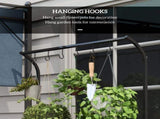 3 Tiered Plant Rack with Hanging Hooks, Tall Plant Stand for Indoor Outdoor Porch Balcony Use, Black T3398P325255
