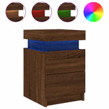 Bedside Cabinet with LED Lights Brown Oak 35x39x55 cm 836761