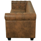 Chesterfield Sofa 3-Seater Brown Faux Leather 287919