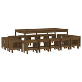 Garden Dining Set Honey Brown Solid Pine Wood Large Seats Plenty 3157730