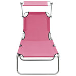 ZNTS Folding Sun Lounger with Canopy Steel Magento Pink 310327