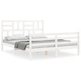 Bed Frame without Mattress White King Size Solid Wood 3194902