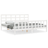 Bed Frame without Mattress White 200x200 cm Solid Wood Pine 3192122
