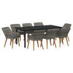 Garden Dining Set with Cushion 9 pcs Grey Poly Rattan 3261690