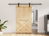 Sliding Door Natural and Black 85 x 210 cm Solid Pine Wood 3444906