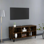 TV Cabinet with Metal Legs Smoked Oak 103.5x30x50 cm 813155