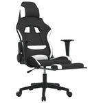 ZNTS Swivel Gaming Chair with Footrest Black and White Fabric 345707