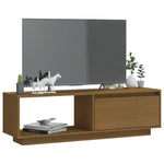 TV Cabinet Honey Brown 110x30x33.5 cm Solid Pinewood 809891
