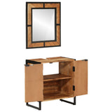 2 Piece Bathroom Furniture Set Iron and Solid Wood Acacia 3217119