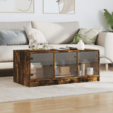 Coffee Table with Glass Doors Smoked Oak 102x50x42 cm 836417