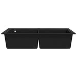 ZNTS Overmount Kitchen Sink Double Basin Granite Black 141675