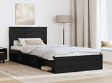 Bed Frame with Headboard Black 90 x 190 cm Solid Pine Wood 3409800