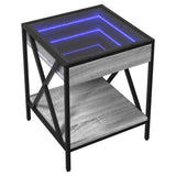 ZNTS Bedside Table with Infinity LED Grey Sonoma 40x40x49 cm 3284099