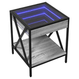 Bedside Table with Infinity LED Grey Sonoma 40x40x49 cm 3284099